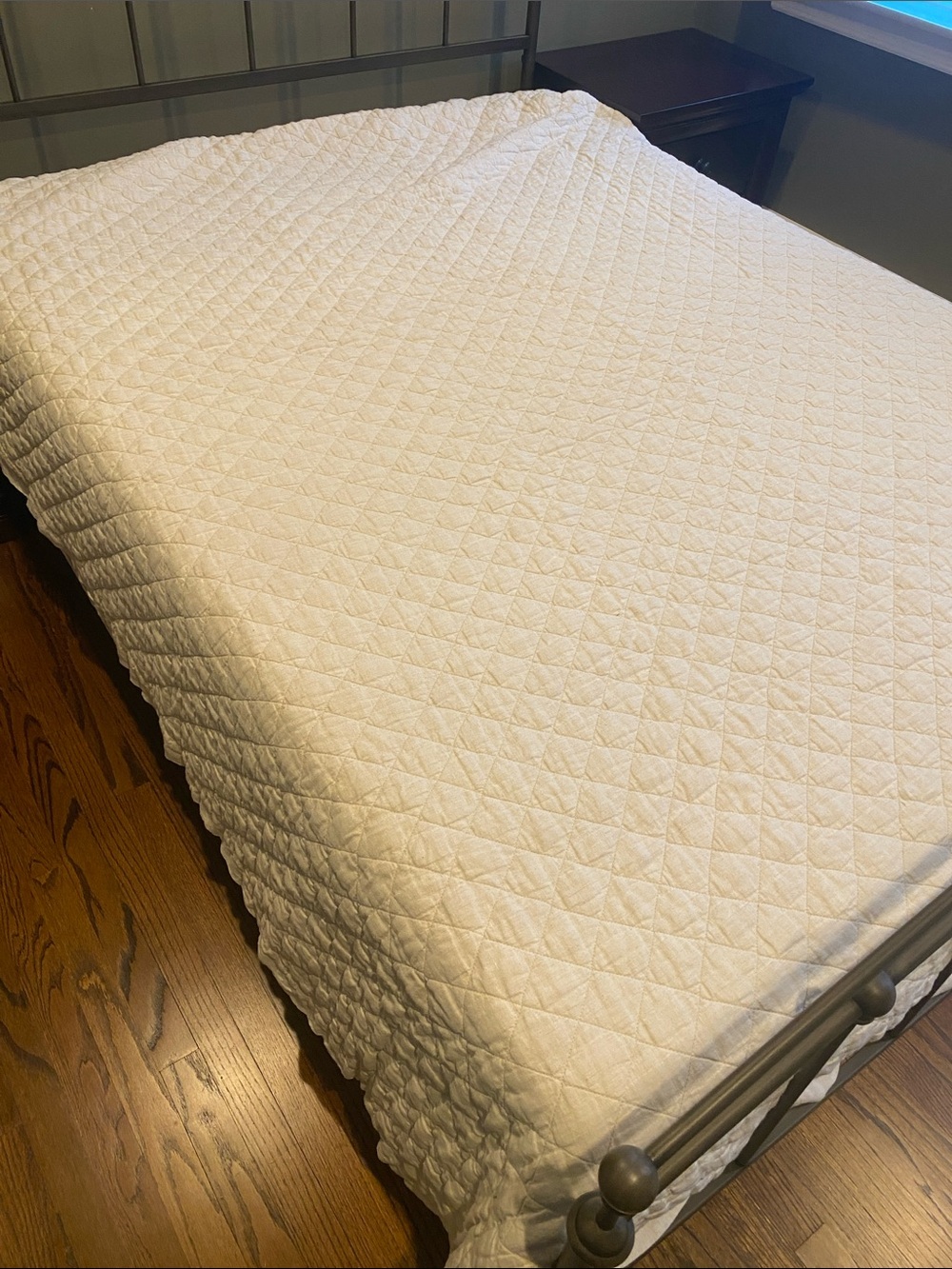 Pottery Barn Belgian Flax Linen Diamond Quilt Linen Quilted Blanket